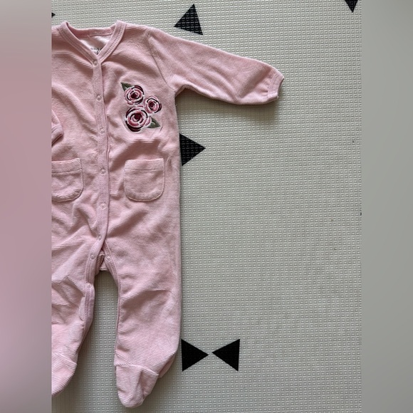 Chick Pea|Baby girl corduroy Pink long sleeve footsie pajamas w Floral Design••• - Picture 4 of 5